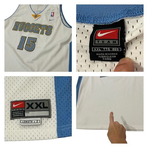 Nike NBA Jersey #15 Denver Nuggets XXL length +2 - - Picture 4 of 5